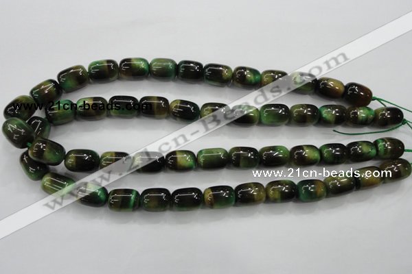 CTE80 15.5 inches 11*15mm drum green tiger eye gemstone beads