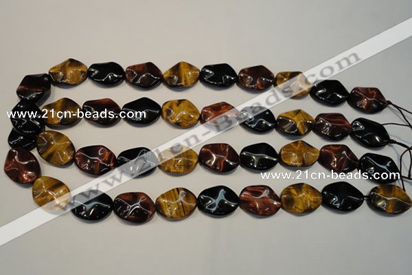 CTE801 15.5 inches 15*20mm wavy oval colorful tiger eye beads