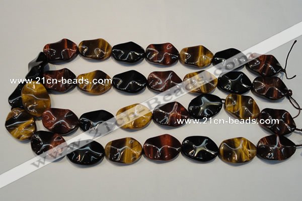 CTE802 15.5 inches 18*25mm wavy oval colorful tiger eye beads