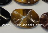 CTE803 15.5 inches 20*30mm wavy oval colorful tiger eye beads