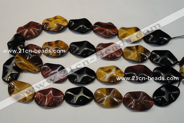 CTE803 15.5 inches 20*30mm wavy oval colorful tiger eye beads