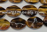 CTE830 15.5 inches 13*18mm wavy oval yellow tiger eye beads