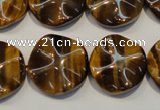 CTE836 15.5 inches 20mm wavy coin yellow tiger eye beads