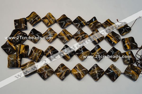 CTE840 15.5 inches 20*20mm wavy diamond yellow tiger eye beads