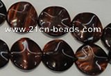 CTE852 15.5 inches 16mm wavy coin red tiger eye beads
