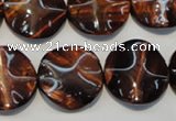 CTE854 15.5 inches 20mm wavy coin red tiger eye beads