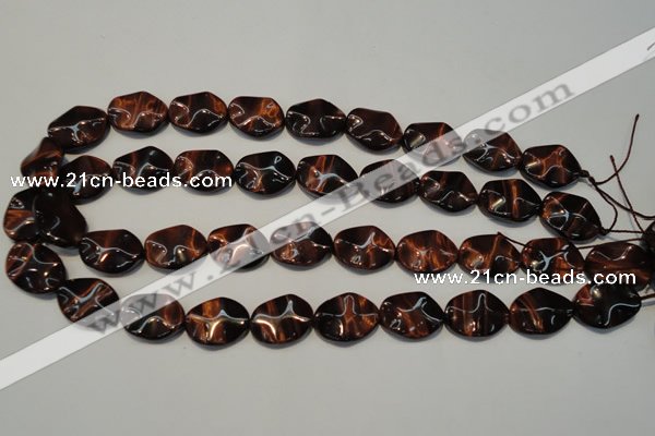 CTE859 15.5 inches 15*20mm wavy oval red tiger eye beads