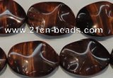 CTE860 15.5 inches 18*25mm wavy oval red tiger eye beads