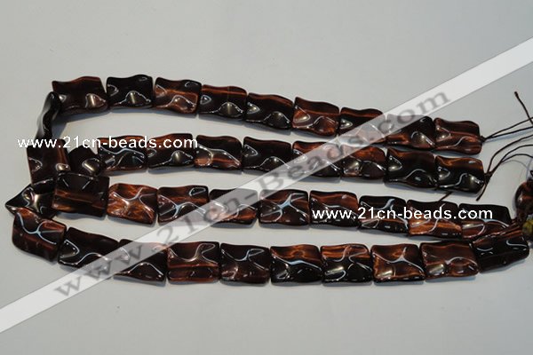 CTE865 15.5 inches 15*20mm wavy rectangle red tiger eye beads