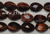 CTE882 15.5 inches 10*14mm faceted flat teardrop red tiger eye beads