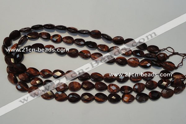 CTE882 15.5 inches 10*14mm faceted flat teardrop red tiger eye beads