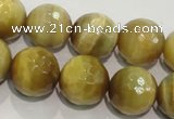 CTE904 15.5 inches 12mm faceted round golden tiger eye beads