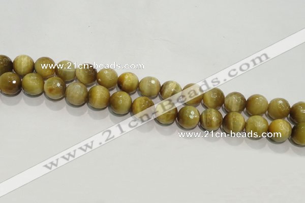 CTE904 15.5 inches 12mm faceted round golden tiger eye beads