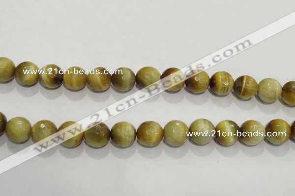 CTE906 15.5 inches 16mm faceted round golden tiger eye beads