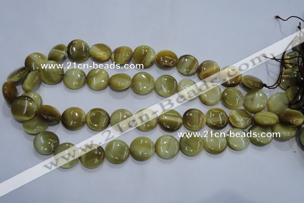 CTE915 15.5 inches 16mm flat round golden tiger eye beads wholesale