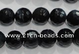 CTE924 15.5 inches 12mm faceted round silver tiger eye beads