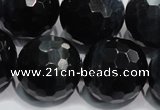 CTE927 15.5 inches 18mm faceted round silver tiger eye beads