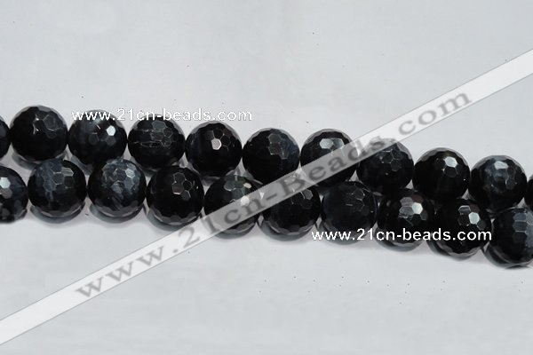 CTE927 15.5 inches 18mm faceted round silver tiger eye beads