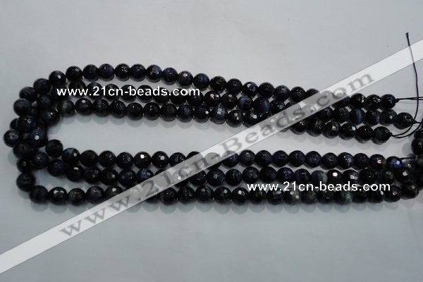 CTE931 15.5 inches 6mm faceted round dyed blue tiger eye beads