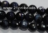 CTE933 15.5 inches 10mm faceted round dyed blue tiger eye beads