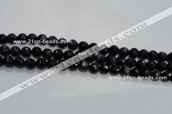 CTE933 15.5 inches 10mm faceted round dyed blue tiger eye beads