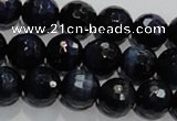 CTE934 15.5 inches 12mm faceted round dyed blue tiger eye beads