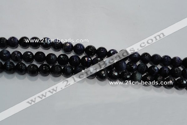 CTE934 15.5 inches 12mm faceted round dyed blue tiger eye beads