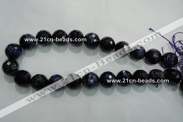 CTE937 15.5 inches 18mm faceted round dyed blue tiger eye beads