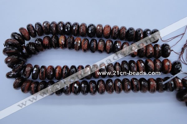 CTE94 15.5 inches 10*18mm faceted rondelle red tiger eye beads