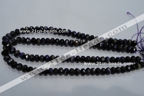 CTE941 15.5 inches 6*10mm faceted rondelle dyed blue tiger eye beads