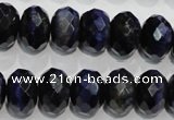 CTE943 15.5 inches 10*14mm faceted rondelle dyed blue tiger eye beads