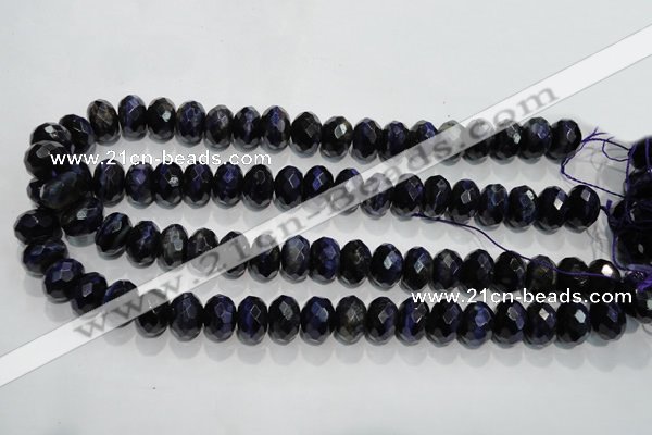 CTE943 15.5 inches 10*14mm faceted rondelle dyed blue tiger eye beads