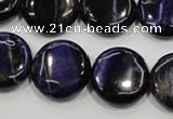 CTE964 15.5 inches 18mm flat round dyed blue tiger eye beads