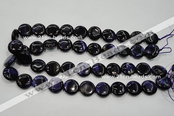 CTE964 15.5 inches 18mm flat round dyed blue tiger eye beads