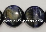 CTE965 15.5 inches 25mm flat round dyed blue tiger eye beads