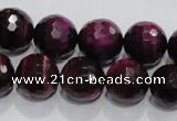 CTE974 15.5 inches 12mm faceted round dyed red tiger eye beads