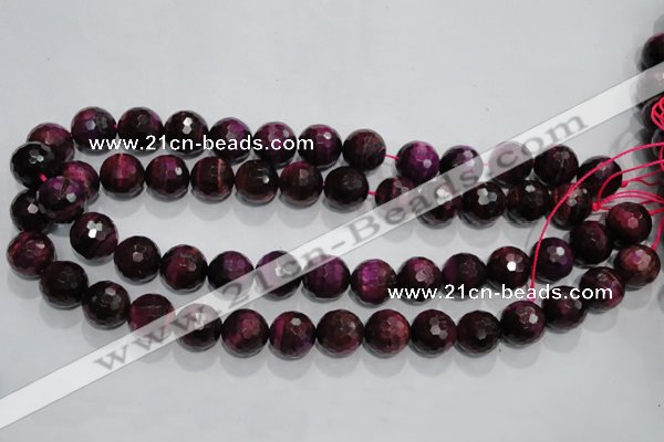 CTE974 15.5 inches 12mm faceted round dyed red tiger eye beads