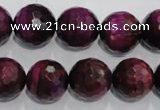 CTE975 15.5 inches 14mm faceted round dyed red tiger eye beads