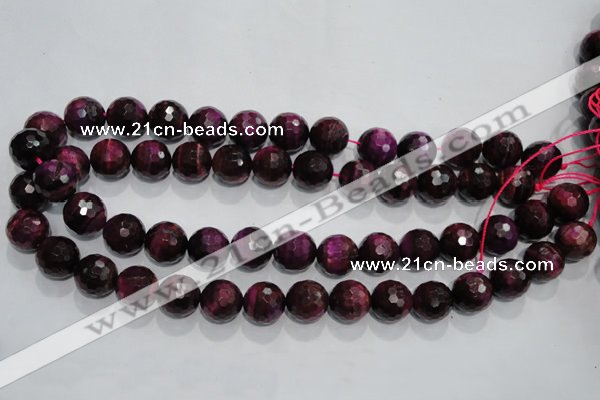 CTE975 15.5 inches 14mm faceted round dyed red tiger eye beads