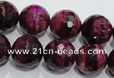 CTE976 15.5 inches 16mm faceted round dyed red tiger eye beads