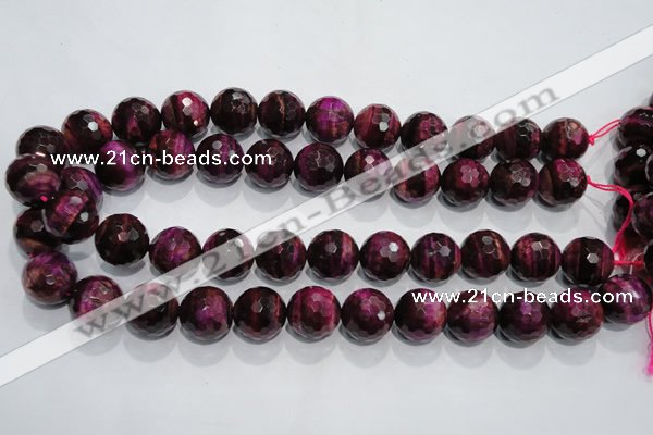 CTE976 15.5 inches 16mm faceted round dyed red tiger eye beads