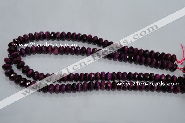 CTE981 15.5 inches 6*10mm faceted rondelle dyed red tiger eye beads