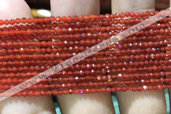 CTG1004 15.5 inches 2mm faceted round tiny red agate beads