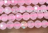 CTG1017 15.5 inches 2mm faceted round tiny rose quartz beads