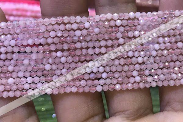 CTG1018 15.5 inches 2mm faceted round tiny rose quartz beads