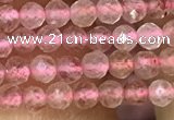 CTG1019 15.5 inches 2mm faceted round tiny strawberry quartz beads