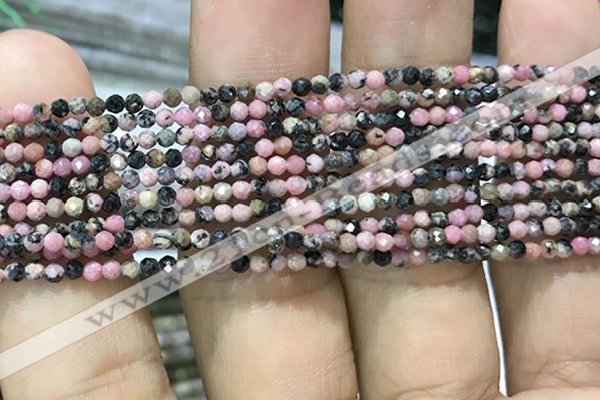 CTG1061 15.5 inches 2mm faceted round tiny rhodonite beads