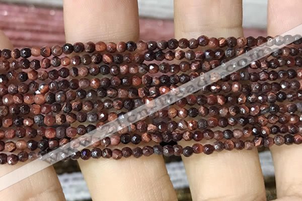 CTG1063 15.5 inches 2mm faceted round tiny red tiger eye beads