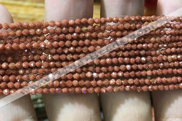 CTG1066 15.5 inches 2mm faceted round tiny goldstone beads