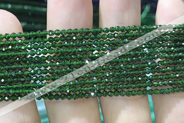 CTG1068 15.5 inches 2mm faceted round tiny green goldstone beads